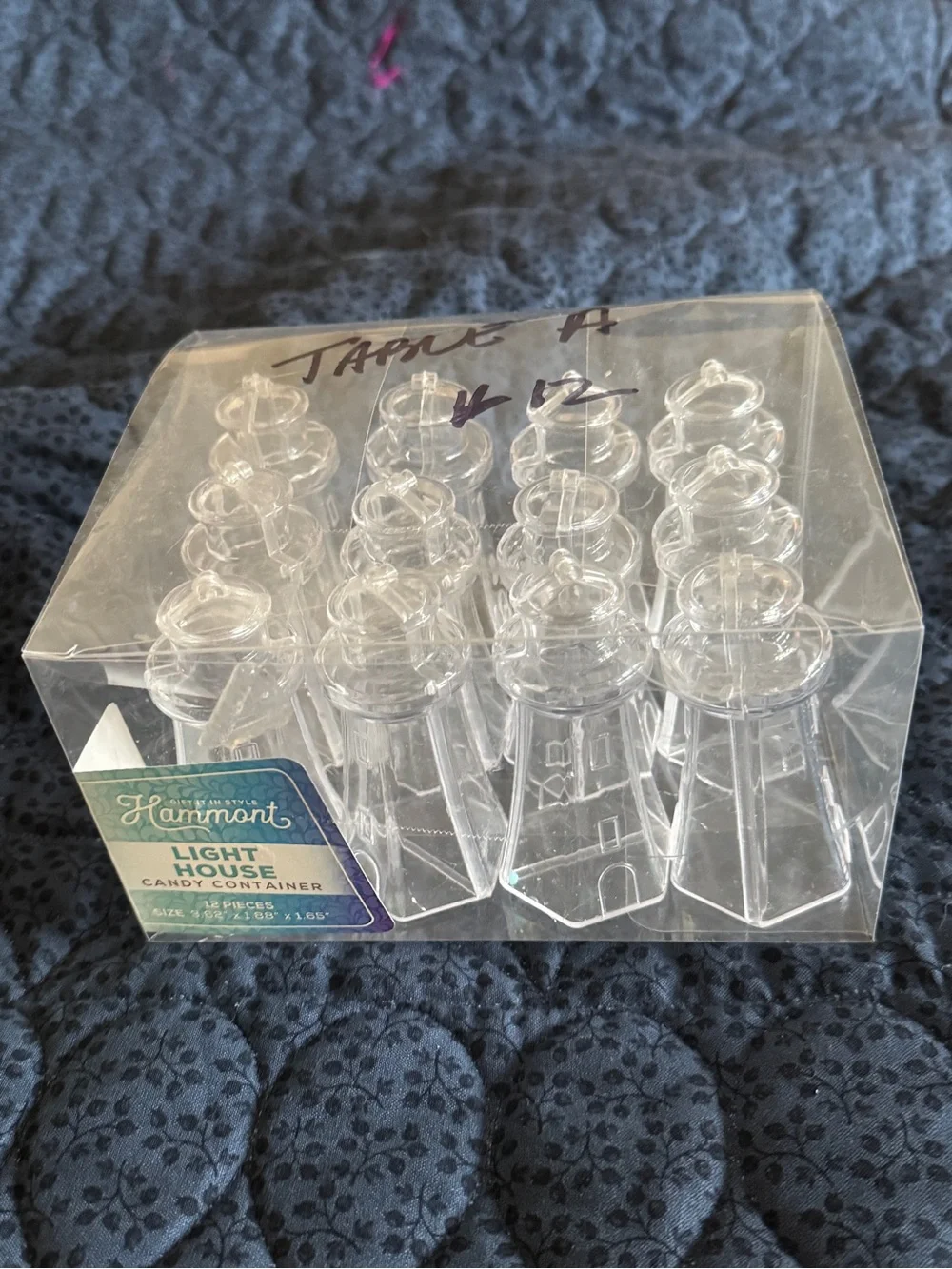 Clear Lighthouse Candy Tower with Blue and White Sweets